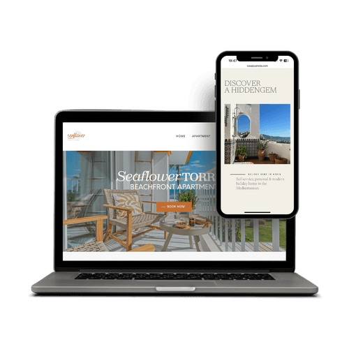 Vakantiehuiswebsite van SUSJOYA op laptop en telefoon